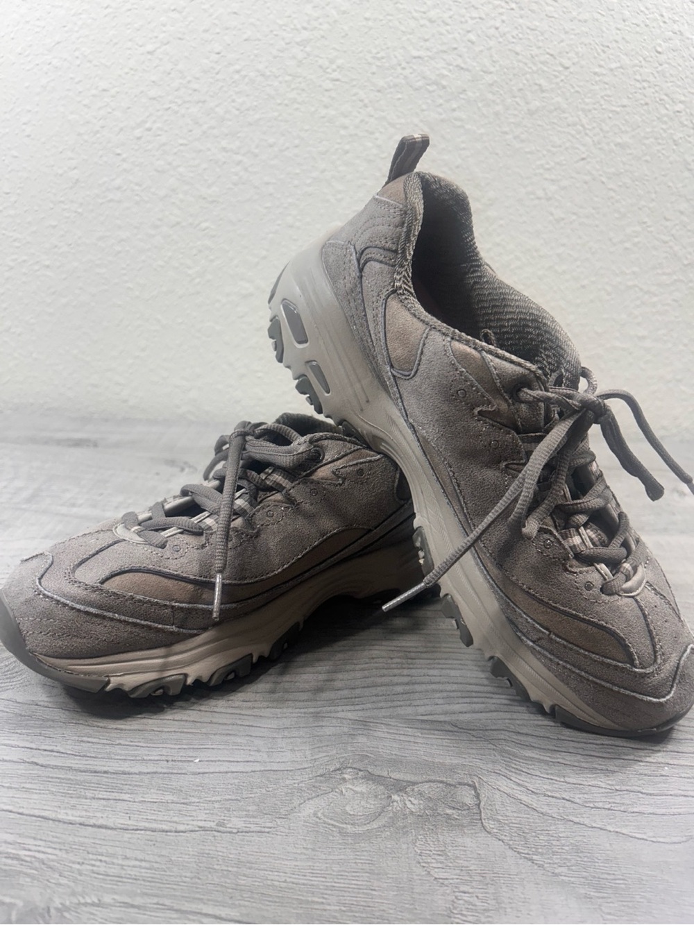 Skechers Taupe Brown Suede Mesh Lace-Up Walking Sneakers Women’s Size 10 - Picture 7 of 13